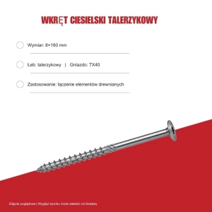 Wkręty konstrukcyjne B.PRO talerzykowe 8x160 TX40 50szt